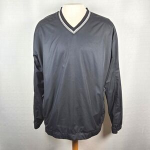 VTG Nike Golf Clima Fit‎ Pullover Jacket Black Men's Large Lightweight V Neck